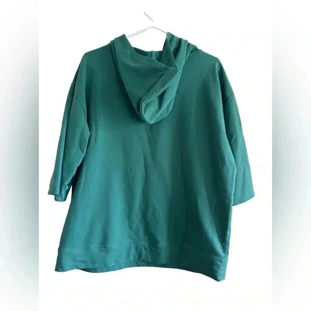 J.Jill Fit Woman's Green Elevate Terry Crossover Hoodie Sz Med - Picture 3 of 9